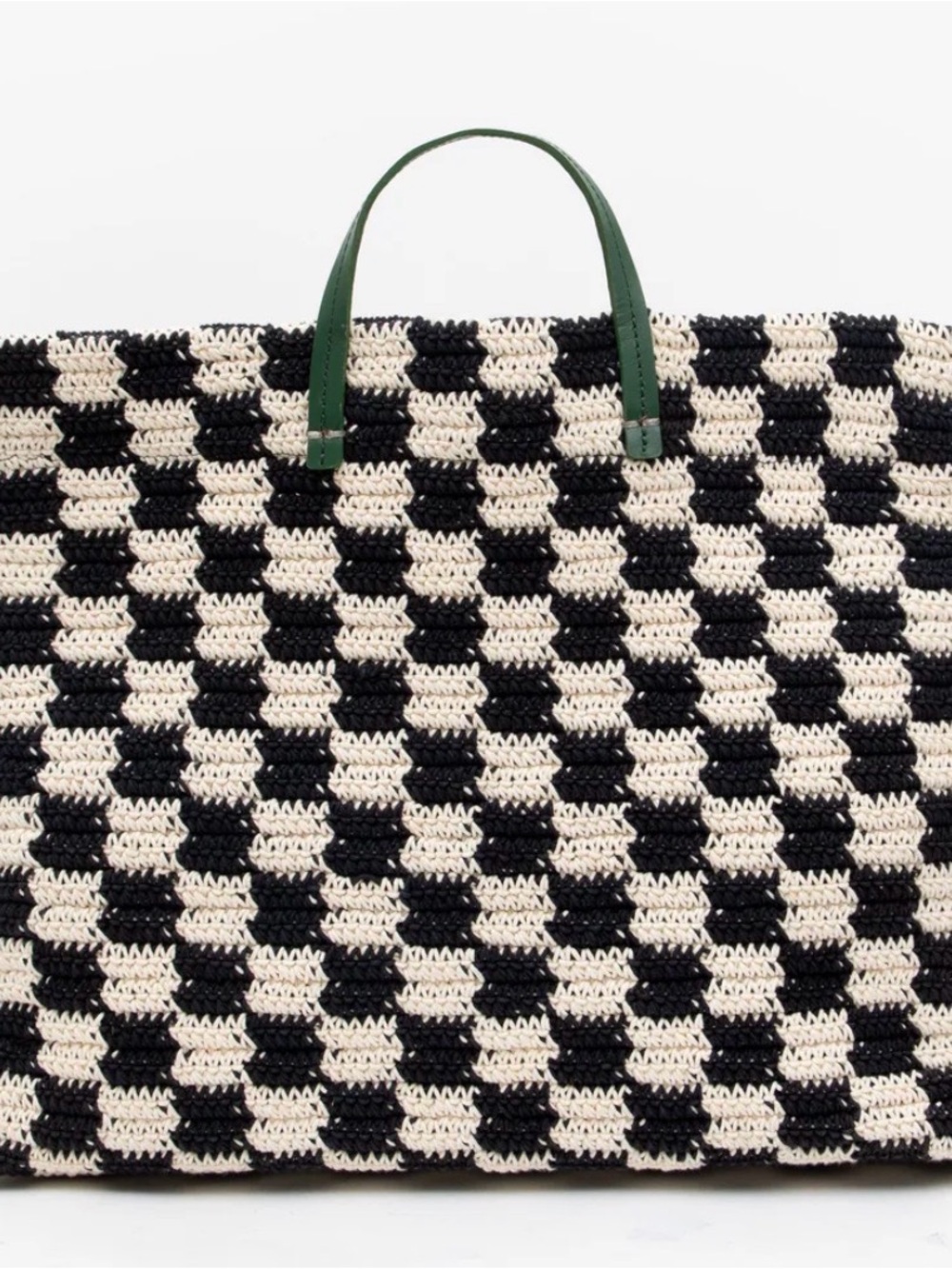 Clare V Summer Simple Tote - Black & Cream Crochet Checker